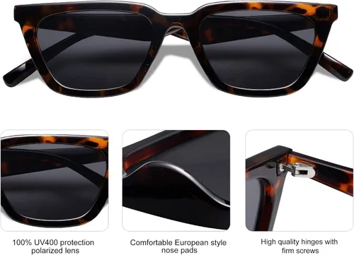 Vista 4 de SOJOS Gafas de sol polarizadas angostas cuadradas Cateye para mujer, gafas de conducción retro de moda SJ2169