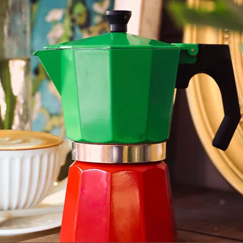 Vista 3 de Pilipane Cafetera de café expreso y cafetera, olla clásica de moka, cafetera de aluminio, cafetera de inducción Moka para capuchino o café con leche