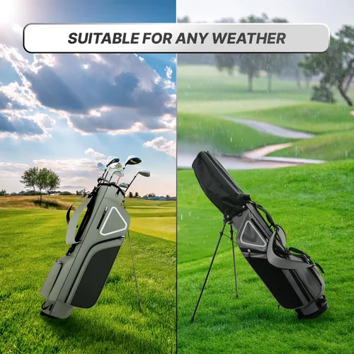 Vista 5 de Ultra-Lite Golf Stand Bag - 3 Lbs, 4 Way Divider Portable Golf Club Carry Bag, Water-Repellent Golf Travel Case with Rain Hood, Golf Gifts for Men