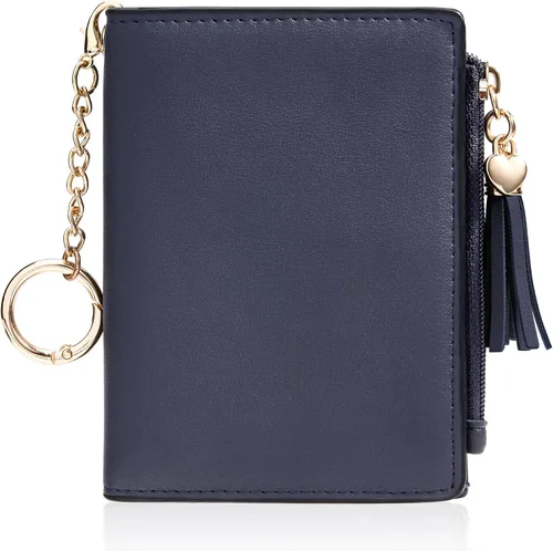 Vista 18 de Gostwo Billeteras pequeñas para mujer, elegante cartera para mujer con ventana de identificación, bolsillo con cremallera para monedas y borla.
