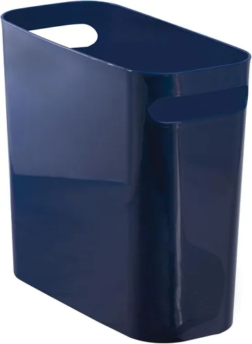 Vista 7 de mDesign - Pequeña papelera rectangular de plástico para basura, recipiente para basura con asas para baño, cocina, oficina en casa, dormitorio, Negro