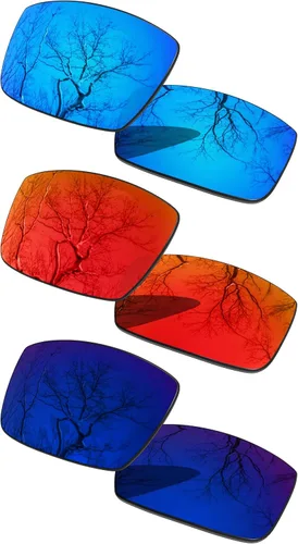 Vista 14 de 3 Pair Polarized Replacement Lenses for Oakley Gascan OO9014 Pack Cromo negro y plateado y oro de 24 quilates