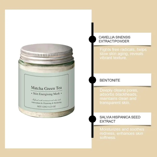 Vista 4 de Máscara de arcilla de árbol de té, limpieza e hidratación profunda de poros, removedor de puntos negros, exfoliante suave para pieles sensibles
