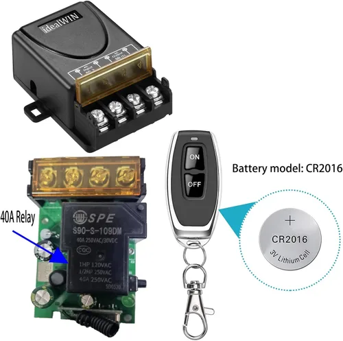 Vista 6 de Interruptor remoto inalámbrico con 328 pies de largo alcance, CC 12V/24V/48V/72V Clasificación de corriente 30A, interruptor de control remoto de 12