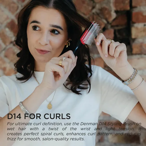 Vista 3 de Denman Mini Curl & Blow-Dry Styling Brush – Define Curls, Smooth Frizz & Style Short Hair with Precision, D14 Floral Fantasy (Floral Fantasy)
