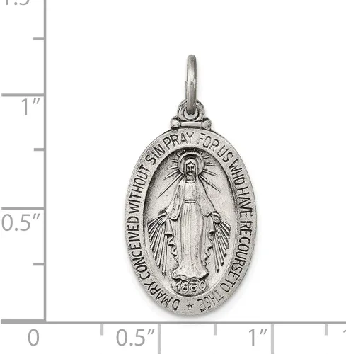 Vista 2 de Colgante de plata de ley 925 con diseño vintage de Virgen María antigua y reza por nosotros medalla milagrosa medalla de maría 1102in x 0748in Metal
