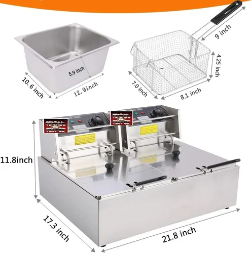 Vista 2 de FROTH & FLAVOR Freidora 12 ltrs para papas fritas 6+6 Ltrs