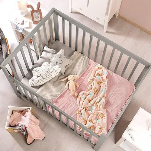 Vista 3 de Luna Estrellas Nubes Cuna Bebé Niña Juego de Ropa de Cama Infantil Rosa 4 Piezas