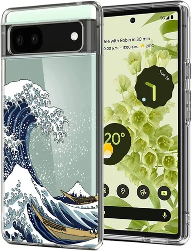 Vista 21 de Unov Funda para Pixel 6a, transparente con diseño, ajuste delgado, buen agarre, funda de teléfono en relieve, cubierta protectora a prueba de Flor