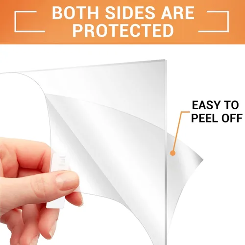 Vista 3 de Hojas de acrílico transparente de 0.079 in de grosor, paquete de 6 paneles de plexiglás con película protectora, tablero en blanco de plástico