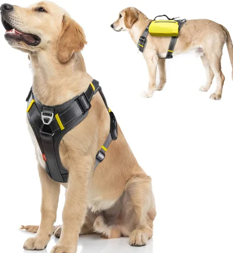 Vista 13 de Fida - Arnés resistente para perro, pechera para viaje, campamento o senderismo. Para perro pequeño, mediano y grande, con 2 bolsillos laterales