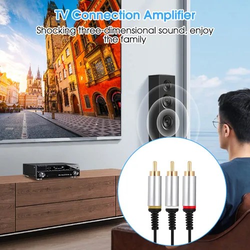 Vista 3 de Cable de TV con componente de cable PS aerodinámico de 4.9 ft, cable AV, cable AV, cable de audio y video, cable adaptador de video, cable de TV
