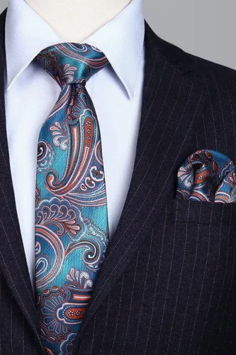 Vista 271 de HISDERN Corbatas para hombre, corbata de cachemira y bolsillo cuadrado tejido clásico floral para hombre, corbata de fiesta de boda
