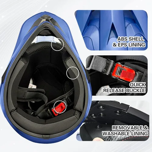 Vista 5 de Youth Dirt Bike ATV Off Road Motorcycle Helmets DOT Approved CS-MetalBlue