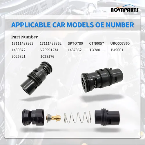 Vista 8 de NOVAPARTS 17111437362 Termostato del tanque de expansión del radiador del refrigerador de aceite para BMW E46 323i 323ci 328i 328ci 325i 325ci 330i