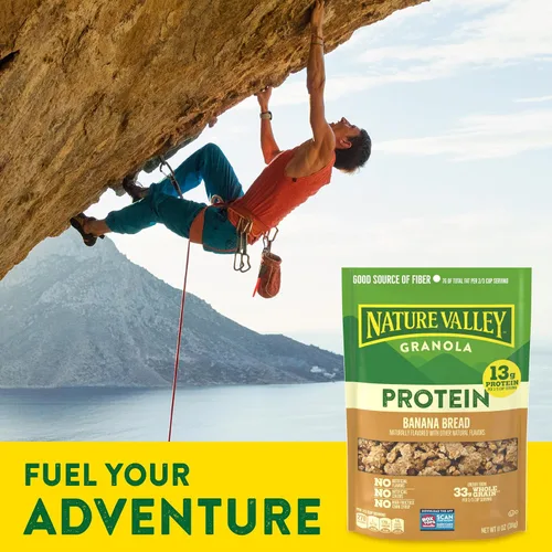 Vista 6 de Nature Valley Granola proteica, sabor a pan de plátano, bolsa resellable para aperitivos, 11 onzas