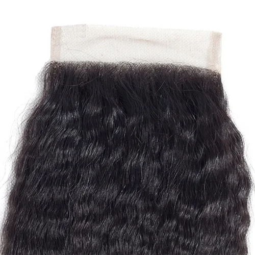 Vista 6 de Extensiones de cabello humano rizado liso con cierre de encaje brasileño, cabello virgen, Remy, Yaki, cierre de encaje 4x4, parte libre, 10