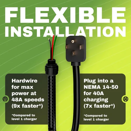 Vista 6 de EMPORIA Cargador EV de nivel 2 – NEMA 14-50 EVSE con cargador J1772 – 48 amperios EV nivel 2, estación de carga de vehículos eléctricos habilitada
