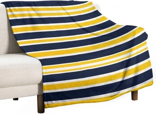 Vista 32 de Manta de rayas náuticas amarillas y azul marino, moderna, ultrasuave, manta de microfibra para sofá, cama para niños y adultos, 30 x 40 pulgadas