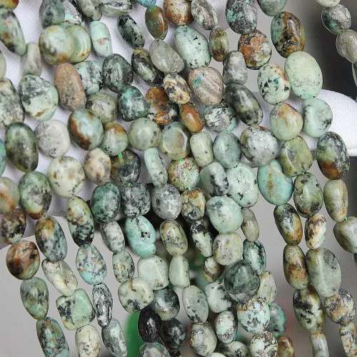 Vista 6 de MJDCB Cuentas de piedra de forma irregular natural de 8-10 mm, turquesa de África, piedras preciosas para sanación energética, para hacer joyas