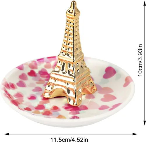 Vista 6 de Soporte de anillo de torre Eiffel, para pulseras de joyería, soporte de aretes, plato de compromiso para anillos de boda, regalos del día de San
