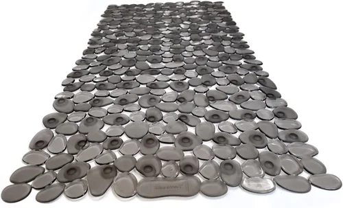 Vista 7 de Alfombra antideslizante para bañera y ducha "Pebbles" de 27 x 14 pulgadas, ovalada, no tóxica, segura, limpia, lavable a máquina, agarre y drenaje