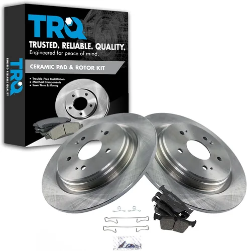 Vista 9 de TRQ Juego de pastillas de freno y rotor de cerámica trasera compatible con Honda Accord V6 1998-02 3.0L con frenos de disco traseros 02-06 Acura RSX