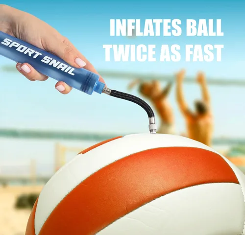 Vista 6 de Bomba de mano para pelotas – Bomba de aire portátil con aguja de 3 piezas y estuche compacto – Inflador de pelota deportiva pequeña – Voleibol