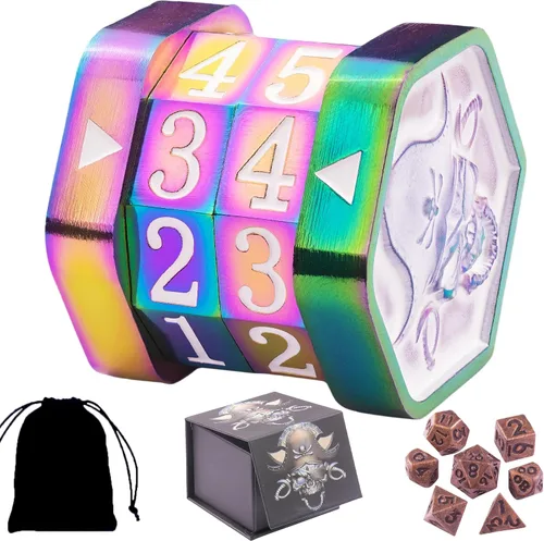 Vista 7 de MTG Life Counter Wheel - Contador de vida de metal MTG, juego de dados pequeños, embalaje de caja de regalo para tarjetas, juegos de mesa Colorido