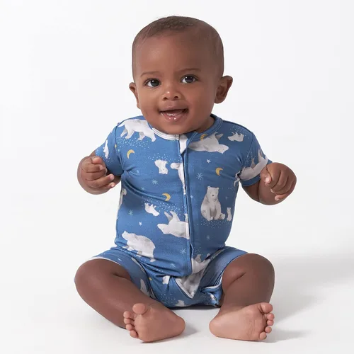 Vista 2 de Gerber Mameluco unisex de manga corta suave para bebé con viscosa fabricado con eucalipto
