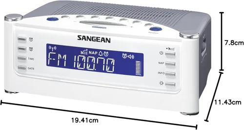Vista 7 de Sangean RCR-22 - Reloj atómico con radio digital FM-RDS / AM / Aux-in, color plateado, talla única