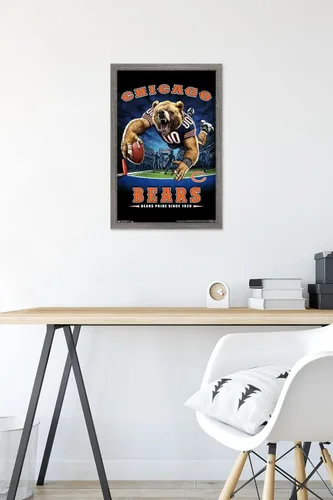 Vista 6 de Trends International NFL Chicago Bears - Póster de pared de End Zone 17, 14.725 x 22.375 pulgadas, versión enmarcada de madera de granero