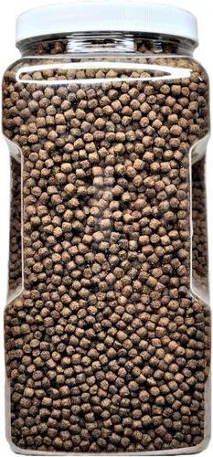 Vista 2 de Pellets de cíclidos, 45 % de proteína flotante de 0.217 in (7/32 pulgadas) para Oscar más grandes, cíclidos centroamericanos, sudamericanos, frasco