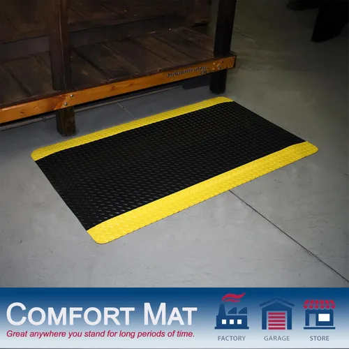 Vista 6 de Durable Corporation-442S - Tapete de vinilo resistente con esponja Diamond-DEK, antifatiga, 2 x 3 pies, negro con borde amarillo
