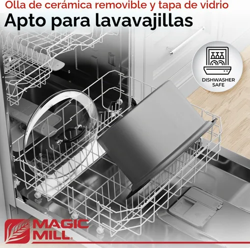 Vista 7 de Magic Mill Olla de cocción lenta de 10 cuartos Olla de metal extra grande antiadherente para sellar y tapa de vidrio templado transparente, ollas