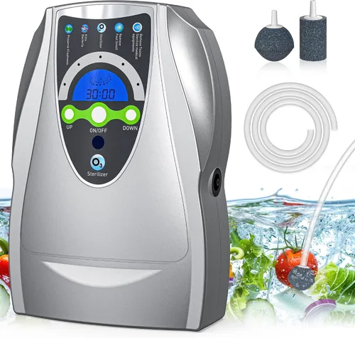 Vista 8 de Máquina de ozono, máquina multiusos de ozono de 1000 mg/h para aire, agua, frutas, verduras, dispositivo limpiador en agua, color gris oscuro