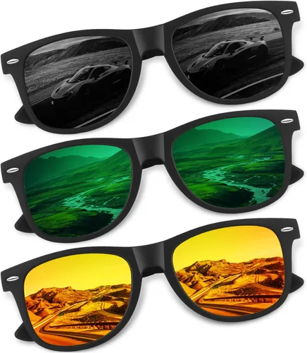 Vista 12 de CGID Gafas de sol polarizadas retro para hombres y mujeres, ligeras, negras, UV400, conducción, pesca, golf A00 Negro Gris