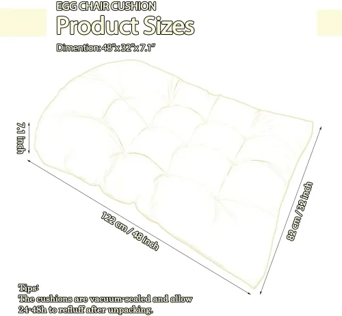 Vista 5 de Cojín de repuesto para silla de huevo para colgar silla de huevo, cojín grueso y cómodo para silla colgante, color beige (solo cojín), cojín