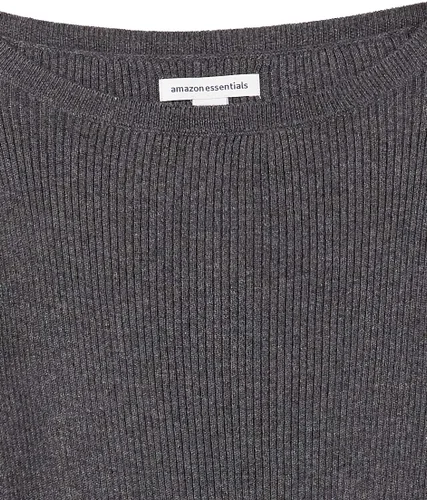 Vista 6 de Tienda Essentials - Suéter ligero y acanalado de manga larga con cuello bote para mujer