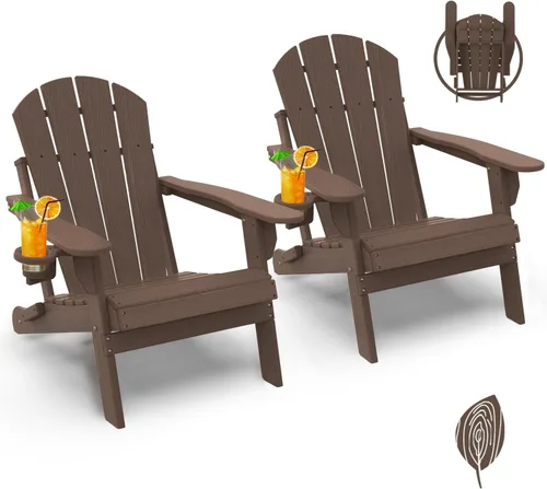 Vista 51 de GREENVINES Silla Plegable Adirondack Plástico HDPE Sillas para Fogata Todo Tiempo Portavasos Ártico para Terraza Patio Trasero Patio