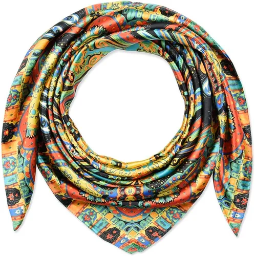 Vista 90 de corciova - Bufanda cuadrada grande para mujer, diadema sedosa para cabello rizado, lazo para dormir por la noche, bandana a la moda, 35 x 35