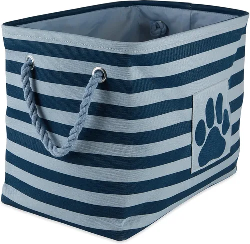 Vista 61 de Bone Dry - Cesta de almacenamiento para mascotas, diseño de parche de pata rayado, aguamarina, rectángulo pequeño