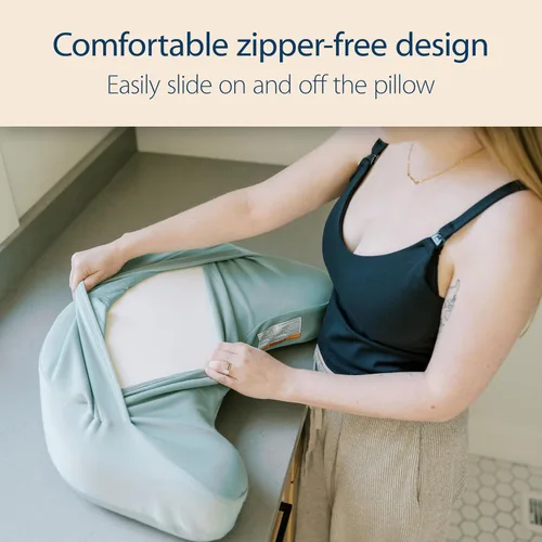 Vista 6 de Dr. Brown's Funda de almohada con soporte para regazo de lactancia y alimentación con biberón, tela cepillada suave, beige suave