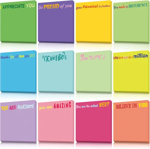 Vista 17 de Yinder 12 notas adhesivas inspiradoras, bonitas notas adhesivas motivacionales, regalos de agradecimiento a los empleados, a granel para profesores
