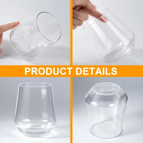 Vista 3 de KX-WARE Vasos de vino acrílicos irrompibles de 16 onzas sin tallo, vasos de plástico multiusos, juego de 6 vasos transparentes aptos