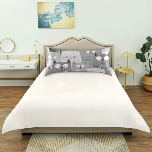 Vista 6 de Fundas de almohada de satén con diseño de gato transpirable para cabello y piel, sin cremallera, con cierre de sobre para sofá cama, tamaño estándar