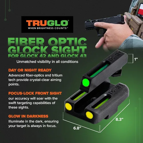 Vista 2 de TRUGLO TFO Tritio y Fibra Óptica - Mira para Arma Corta Miras Frontal y Trasera Resistente al Enganche y Brillantes para la Noche, Compatible