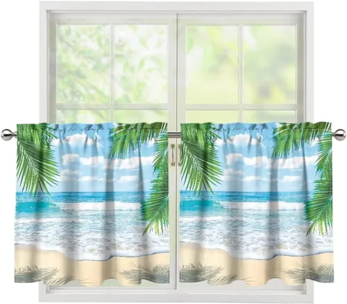 Vista 45 de God Bssing You Tier Curtains for July 4Th 2026 27.5x24 2 Panels Light Filtering Half Window Rod Pocket for Kitchen/Bathroom