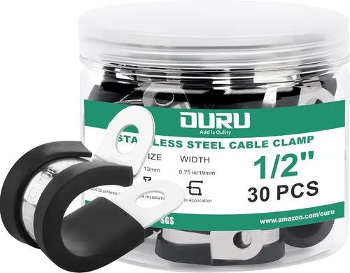 Vista 12 de OURU 10 abrazaderas de cable aisladas acolchadas de acero inoxidable y revestimiento de goma de 1-3/4 pulgadas, abrazaderas de cable y tubería