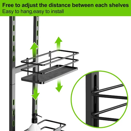 Vista 4 de Orimade Organizador ajustable para colgar sobre la puerta de la ducha con ganchos, estante organizador de baño, estante de almacenamiento, cesta